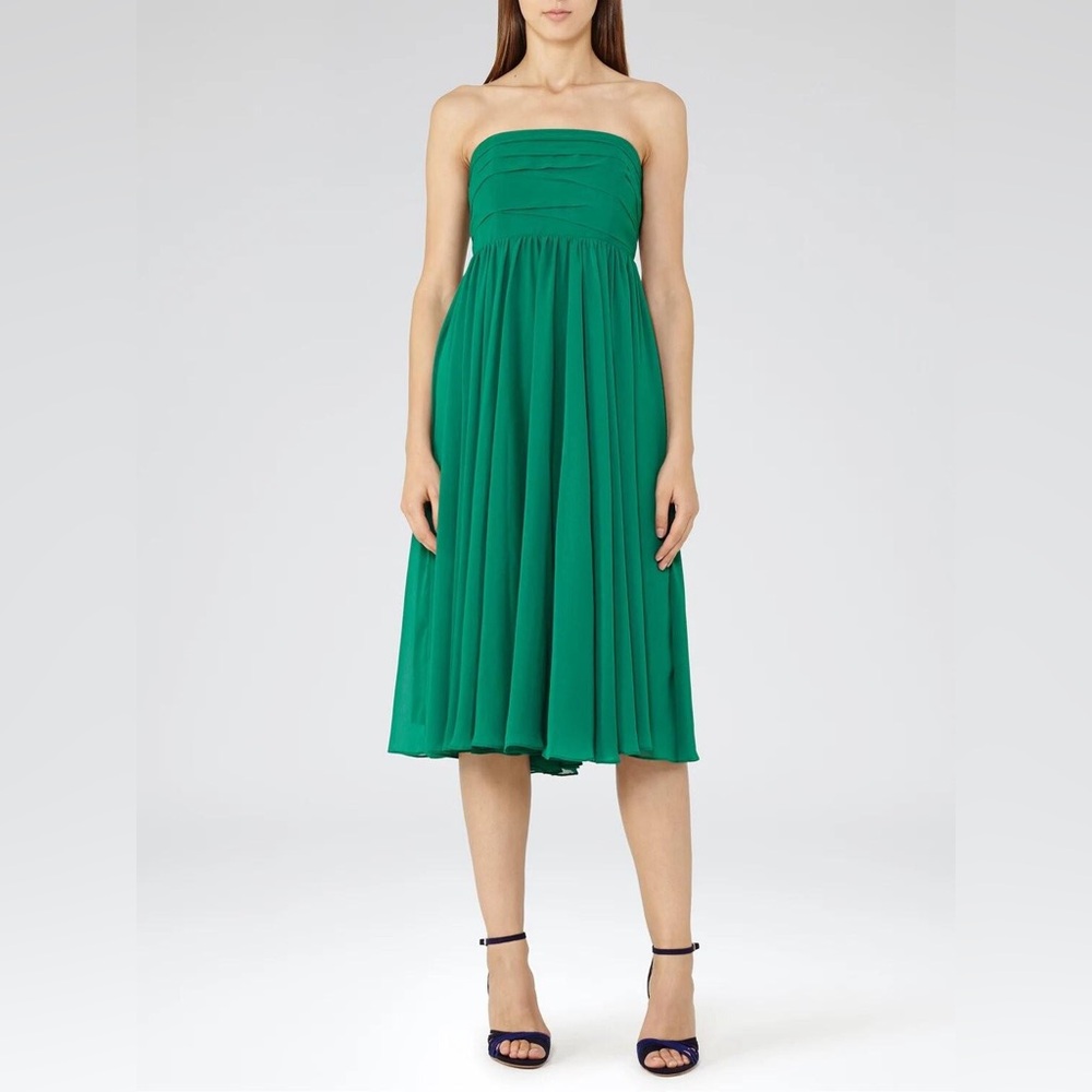 REISS // SZ 8 // Athena Strapless Dress, Emerald Green // NWT // retail $475
